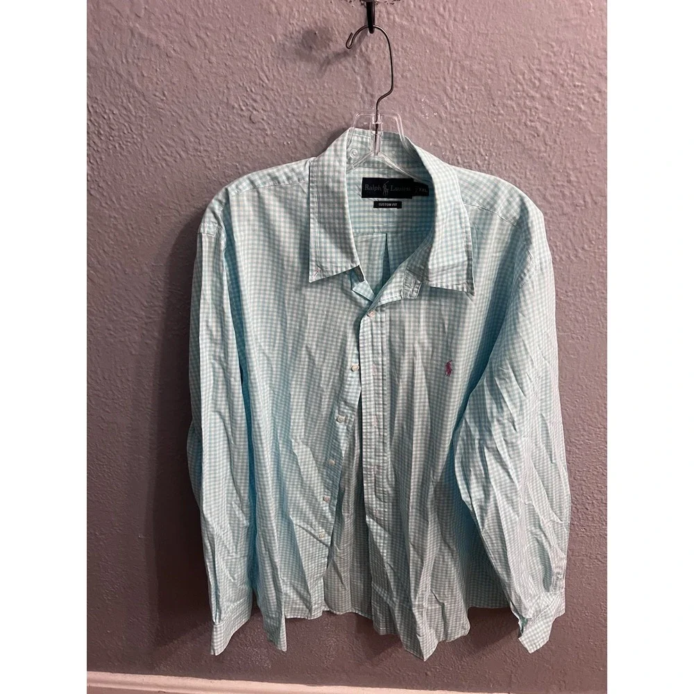 Mens Ralph Lauren Long Sleeve‎ Button Shirt Plaid Size XXL Custom Fit